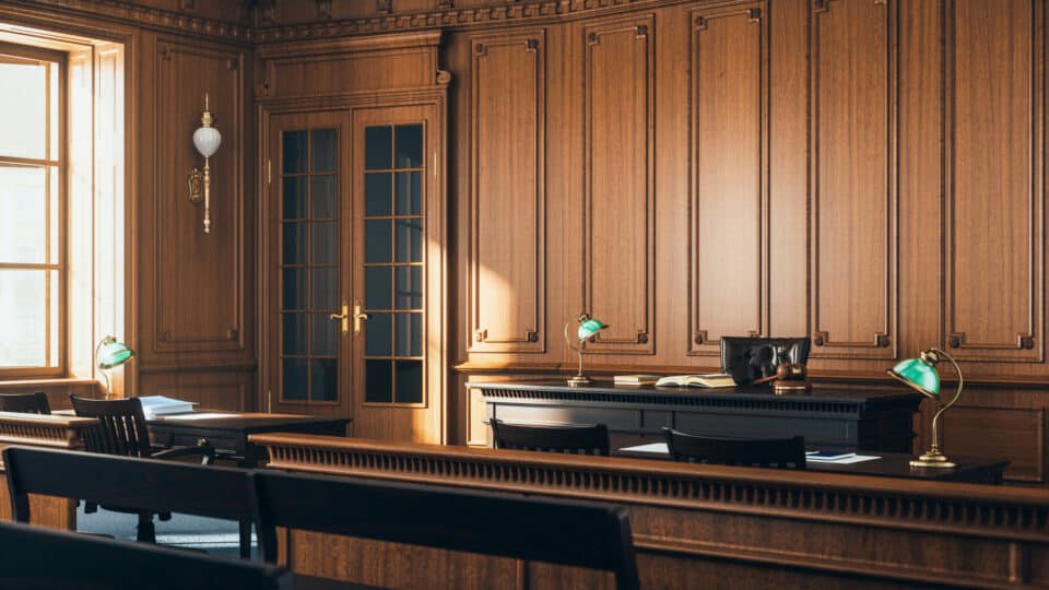 Empty courtroom interior